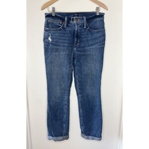 J CREW Slim Boyfriend Womens Jeans Size 27 Medium Wash Stretch Distressed Preppy